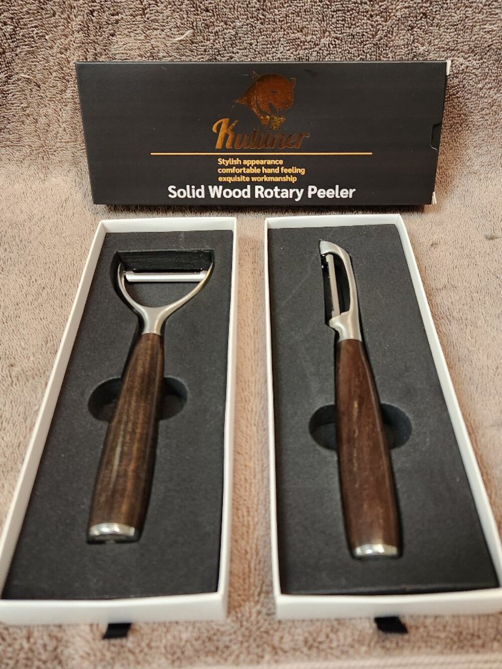 Kuluner Solid Wood Rotary Peelers - Set of Two (2) - New in Box